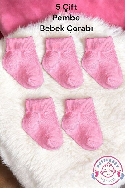 poffibaby Organik Pamuk Unisex 5'li  Premium Yenidoğan Bebek Çorabı