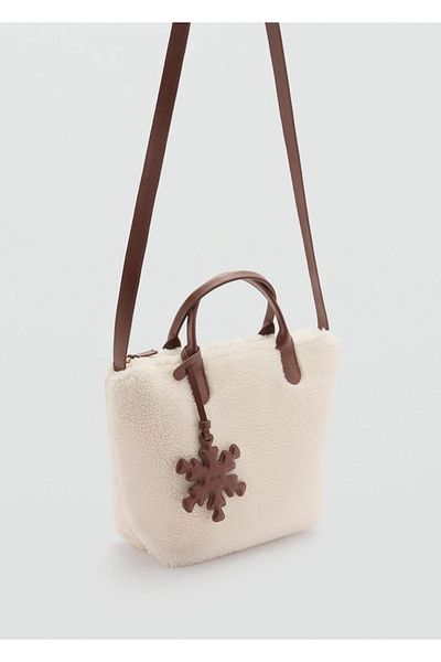 MANGO Kids Combined Fur Look Leather Bag