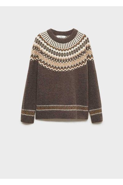 MANGO Woman Dzianinowy sweter z okrągłym dekoltem