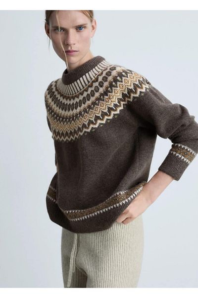 MANGO Woman Dzianinowy sweter z okrągłym dekoltem