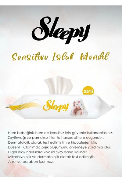 Sleepy Extra Wet Baby Towel 25 Pieces 25X25 625 Sheets
