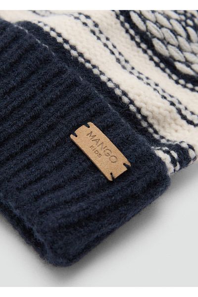 MANGO Kids Jacquard-Bommelmütze