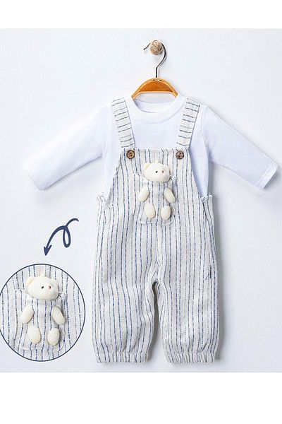 TUOBEBE Baby Blue Striped Salopet