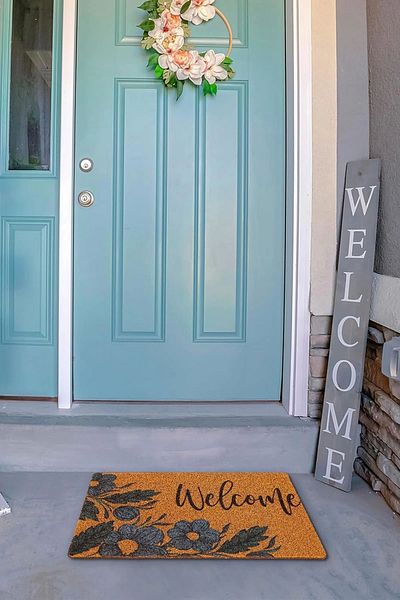 Valerine Life Navy Blue Daisy Floral Welcome Welcome Door Mat 45X70Cm