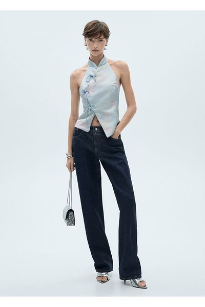MANGO Woman Satinbluse mit Bindedetail