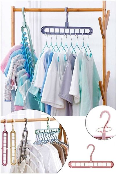 AXE HOME 5Pcs Magic Hanger Multifunctional 9-Eye Magic Hanger T-Shirt Shirt Clothes Hanger