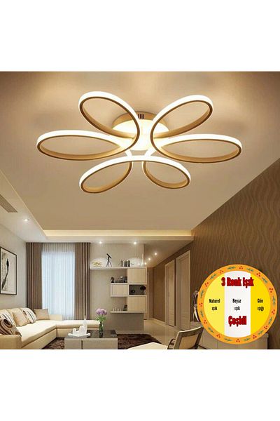 MİNEL DEKOR LED LIGHTING ديكور مينيلي - مصباح سقف ديزي 3 ألوان 50 سم، إضاءة حديثة، ديكور