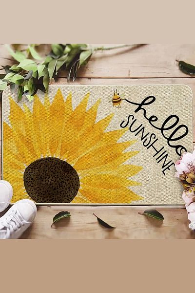 Valerine Life Sunflower Hello Themed Sunflower Door Mat - Summer Welcome Door, 45X70Cm