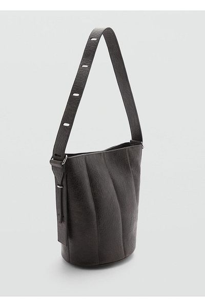 MANGO Woman Geantă tip Bucket cu aspect piele