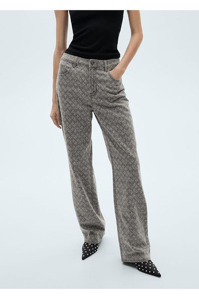 MANGO Woman Straight Jean with Stone Detail