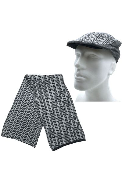 AXE SPORTSWEAR Men's Winter Set of 2 - Wool Patterned Cap Hat and Scarf Hat