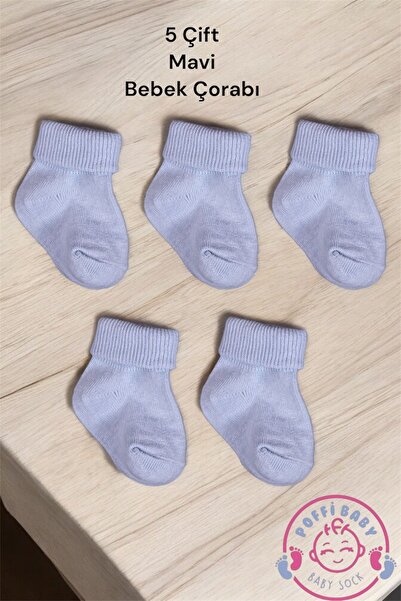 poffibaby Organik Pamuk Unisex 5'li  Premium Yenidoğan Bebek Çorabı