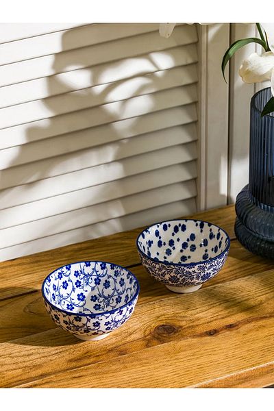 LC Waikiki Mixed Printed Patterned Ceramic Bowl Set of 2 11 cm