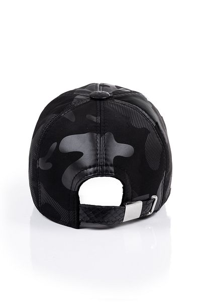 fubileather Бейзболна шапка от естествен велур с детайли от змийска кожа