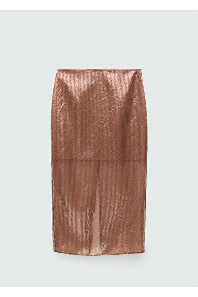 MANGO Woman Pullu midi etek