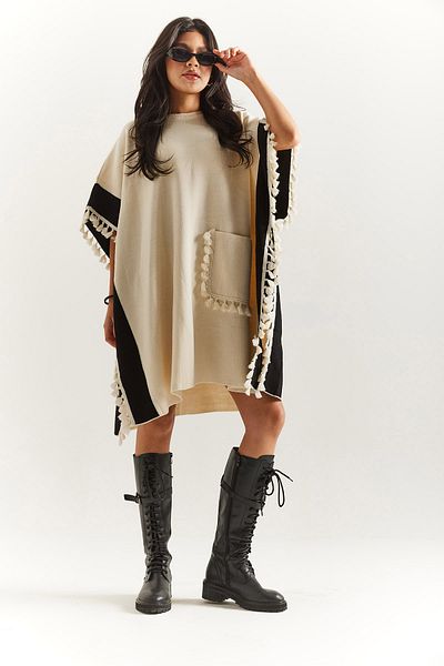 İKLİM LİFE Striped Poncho