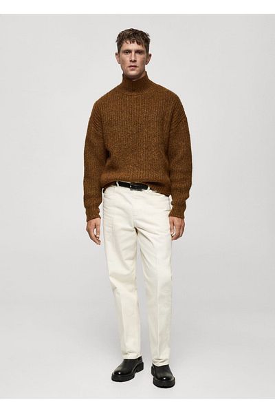 MANGO Man Πλεκτό πουλόβερ με χοντρό twill με γιακά Perkins