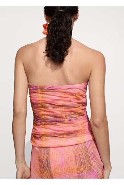 MANGO Woman Καρό μπλούζα