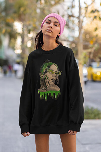 SEVBANO Billie Eilish majica sa štampanim dizajnom, unisex, prevelika, za pev...