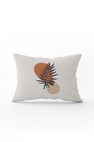 Cango Home Navy Blue Orange Bohemian Style Leaf Patterned Digital Printed Throw Pillow Pillow Case Cgh662-3550 Double T