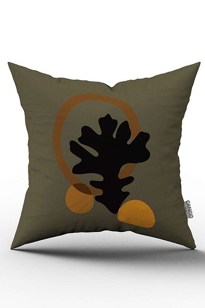 Cango Home Green Brown Modern Style Leaf Patterned Digital Printed Throw Pillow Pillow Case Cgh676