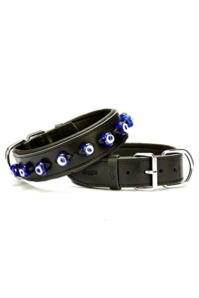 Doggie Comfort Deri Nazar Boncuklu Köpek Boyun Tasması Small Siyah 4x47-55 Cm...
