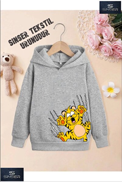 SİNSER TEKS Φούτερ με λευκή κουκούλα για κορίτσια/αγόρια με στάμπα ''GARFILD ...