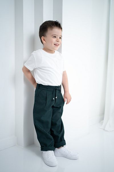 Aslı Türkoğlu Pantaloni oversize în carouri pentru copii unisex