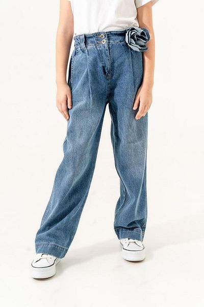 GİYİCEM Girls' Removable Floral Jeans