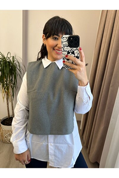 HERAVEGA BOUTİQUE KAŞE SÜVETERLİ POPLİN GÖMLEK