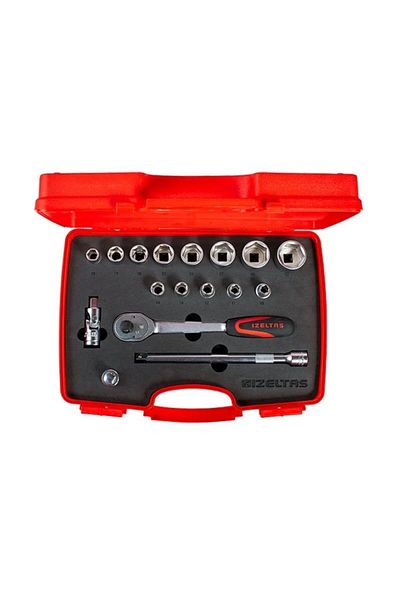 İzeltaş İzeltaş Six Corner Socket Wrench Set 1/2 Inch 17 Pieces