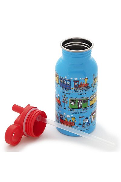 Tyrrell Katz 400 ml Stainless Steel Flask - Trains with Straw