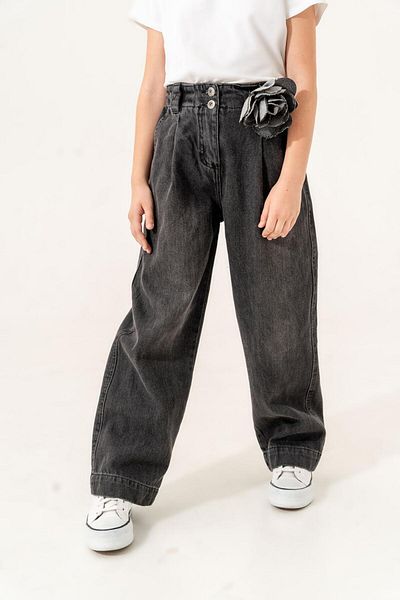 GİYİCEM Girls' Removable Floral Jeans
