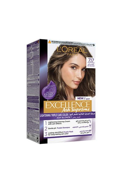 L'Oreal Paris صبغة شعر دائمة إكسلانس أش سوبريم مضادة للنحاس، أشقر رمادي، 7.17