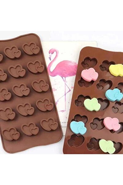 Epinox Silikon Ikili Kalp Buzluk Ve Çikolata Kalıbı (IKL-14)