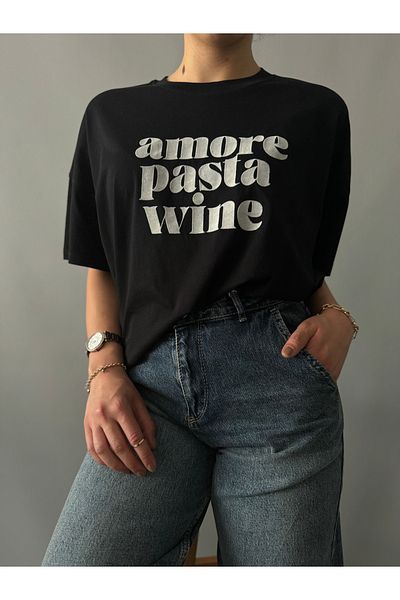Qu Style تي شيرت Amore Pasta Wine