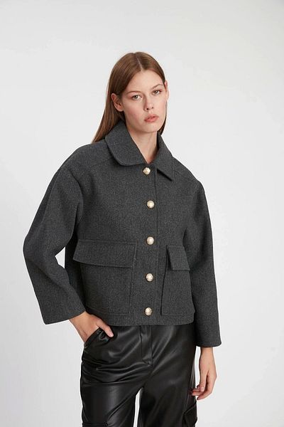Ecenin Favorileri Gold Buttoned Short Stamp Jacket