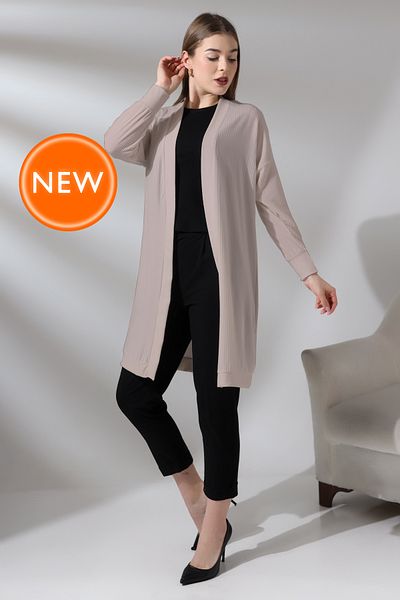Şiir Cardigan lung elastic din nurcă Ndola pentru femei cu textura moale - mânecă lungă joasă