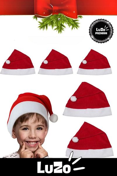 Elioure Premium Series Washable Children's Adult New Year Santa Claus Hat with Pompom 100% Fleece 3 Pieces
