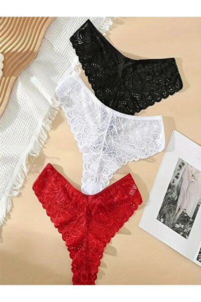 FLU UNDERWEAR Kadın Dantelli Şort Boxer Fantazi Kadın Külot 3 lü