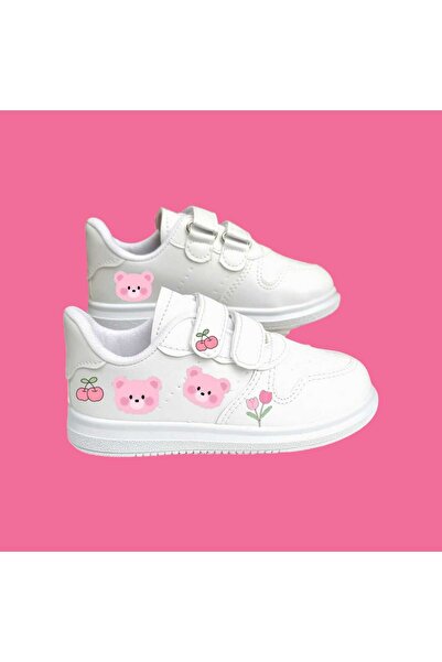 amazoondesing Tatlı kirazlı bear ayıcık baskılı kız çocuk spor ayakkabı  sneaker