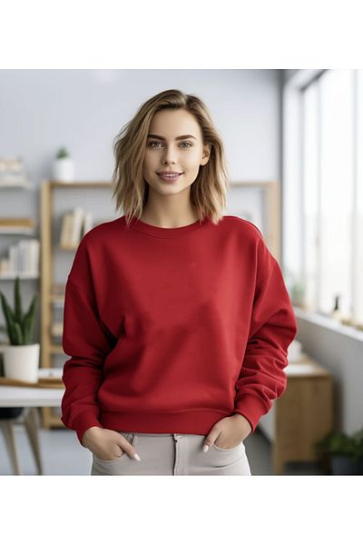 LA GULER Winter Unisex Oversize Sweatshirt - Crew Neck, 3 Thread Cotton, Fleece