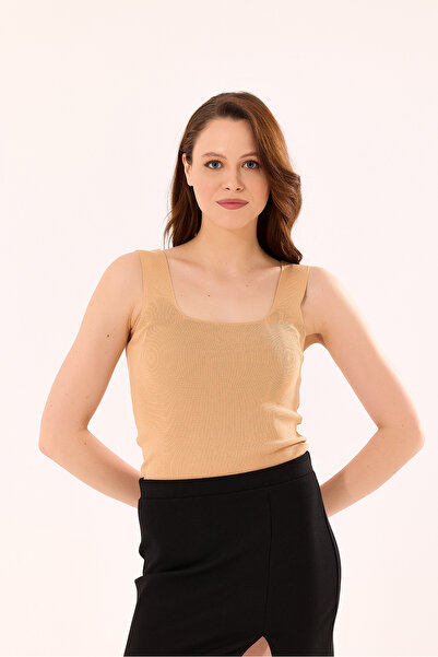 Cloudy Kids Tricou de bază cu bretele groase cu aspect nervurat pentru femei