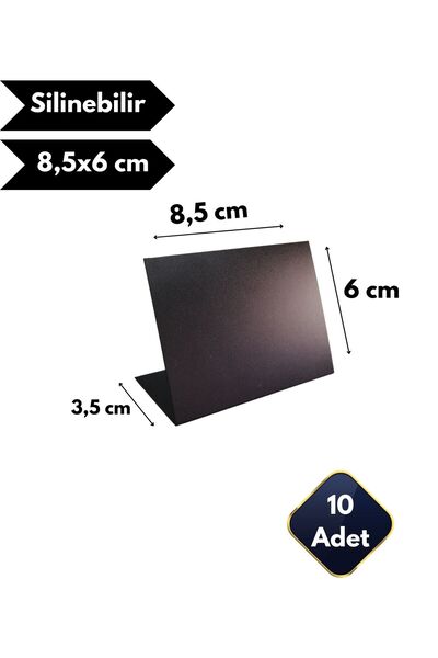 Global Türk 10 Adet Silinebilir Karatahta Siyah Etiket 8,5x 6 cm  Dekoratif A...