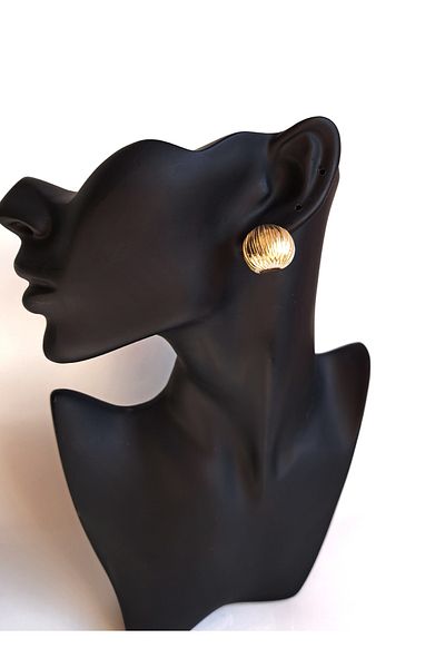 BHR AKSESUAR Gold Round Earrings