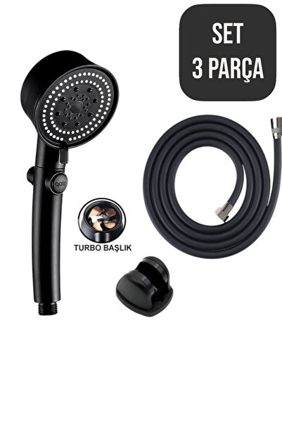 CocoVia Lüx Turbo Duş Seti | 5 Fonksiyonlu Pervaneli Duş Başlığı + Mafsal +1....