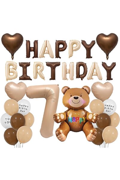 Laviyosa Luxury Retro Teddy Bear Brown Foiled Balloon Happy Birthday Banners ...