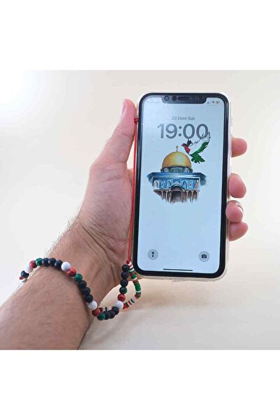 Mina Souvenir FİLİSTİN MAVERA DOĞAL TAŞLI VE BONCUKLU  TELEFON BİLEK ASKISI Ç...