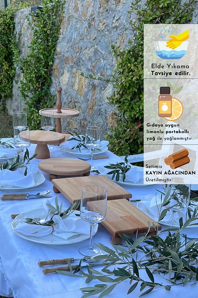 justwood حامل كيك من خشب الزان الصلب مكون من 5 قطع - حامل كعك 25 سم، 25 سم ريسوس، 17 × 25 ريسوس، 25 × 25 مجموعة مهر خشبية من ريسوس