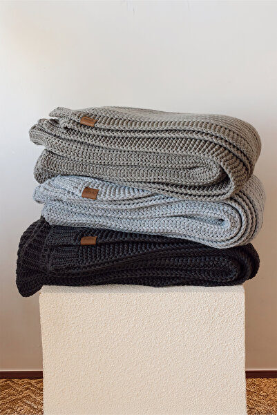 İrya Mist Örme Battaniye Açık Gri 130x170